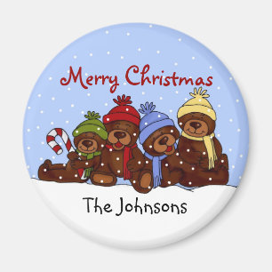 Imán del navidad de la familia del oso