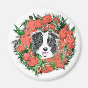 Imán del navidad del border collie