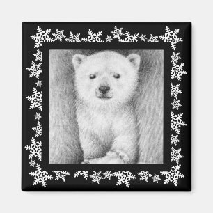 Imán del navidad del copo de nieve de Cub del oso