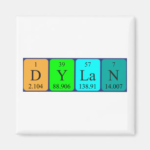 Imán del nombre de la tabla periódica de Dylan