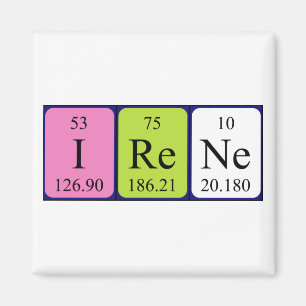 Imán del nombre de la tabla periódica de Irene