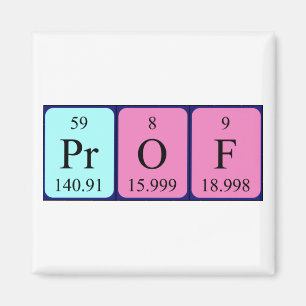 Imán del nombre de la tabla periódica del profes