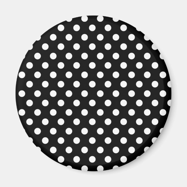 Imán del patrón de puntos de polka retro negro y b (Frente)