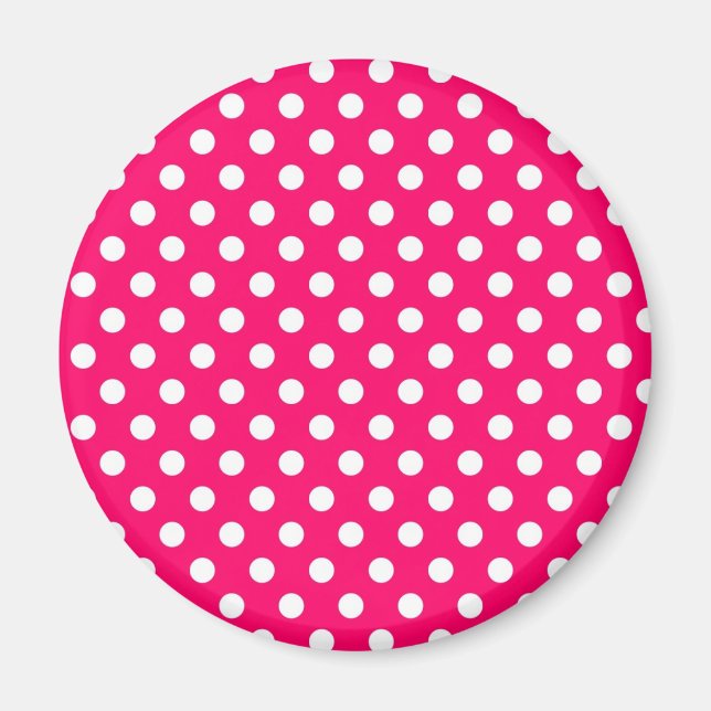 Imán del patrón de puntos de polka retro rosado ca (Frente)