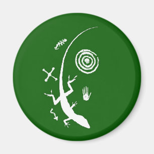 Imán del petroglifo del lagarto verde