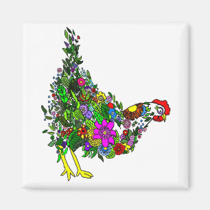Imán del pollo de la flor