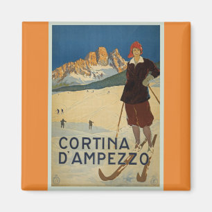 Imán del poster del esquí del vintage de Cortina