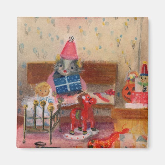 Imán del ratón de cumpleaños (Frente)