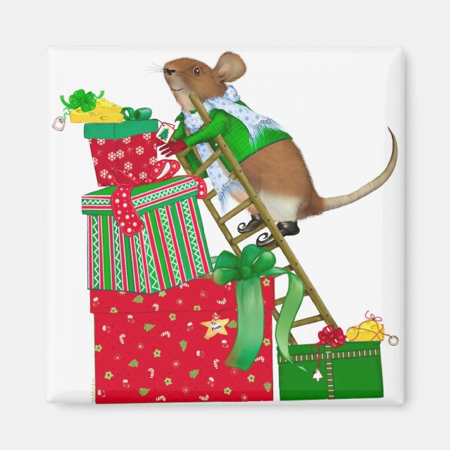 Imán del ratón navidades (Frente)