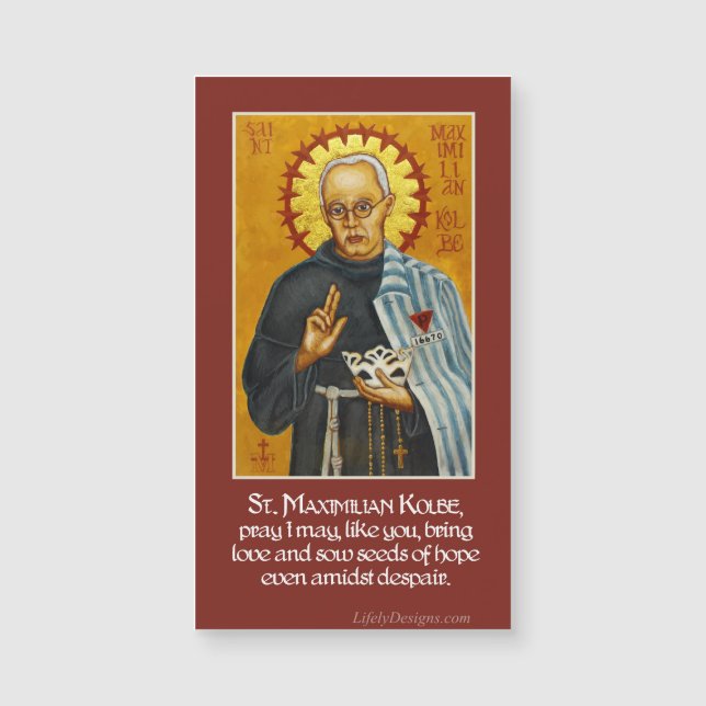 Imán del rezo del icono del St. Maximiliano Kolbe (Anverso)