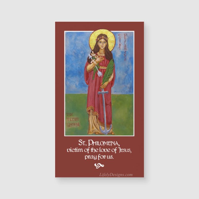 Imán del rezo del icono del St. Philomena (Anverso)