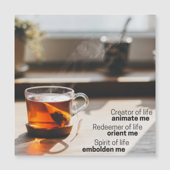 Imán del rezo para la primera taza de café (Anverso)