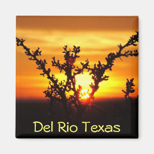 Imán Del Río Texas souvenirs cepillo desierto atardecer