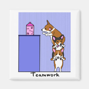 Imán del trabajo en equipo del Corgi