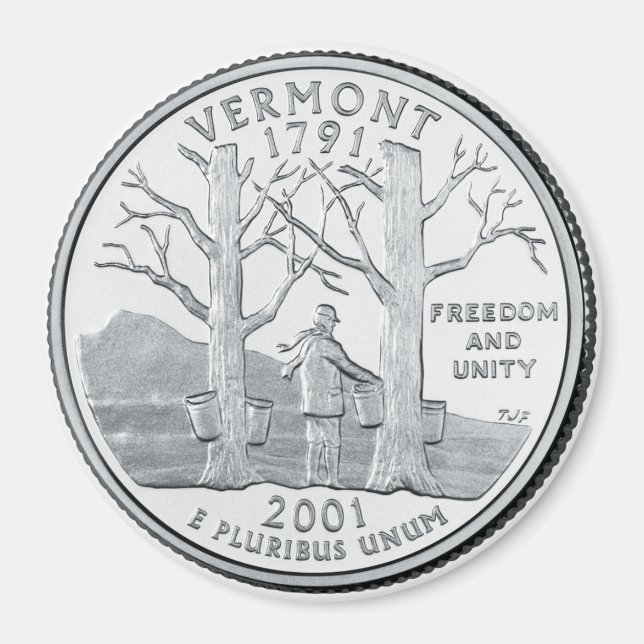 imán del Vermont State Quarter 2001 (Frente)