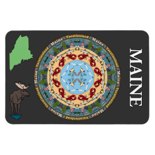 Imán del vinilo de la mandala del estado de Maine