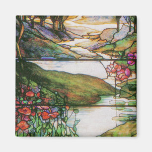 Imán del vitral del jardín del agua