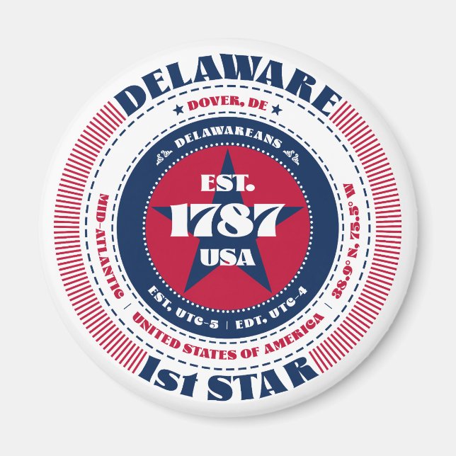 Imán Delaware Circle Typography Souvenir Magnet (Frente)