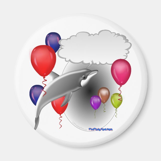 Imán Delfín de la fiesta de cumpleaños que habla (Frente)