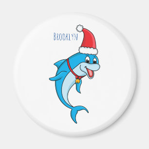 Imán Delfín lindo con personalizado de Santa hat