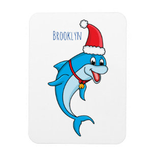 Imán Delfín lindo con personalizado de Santa hat