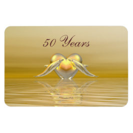 Imán Delfines del Aniversario Dorado y Corazón