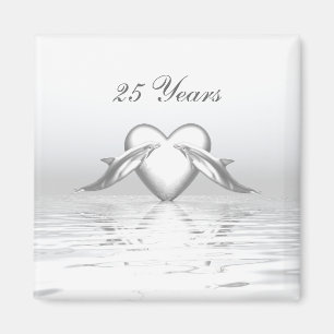 Imán Delfines y corazón de aniversario de plata