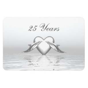 Imán Delfines y corazón de aniversario de plata