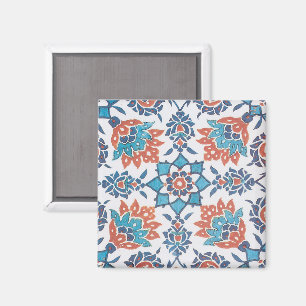 Imán Delft Blue Red Cornflower Tile Art