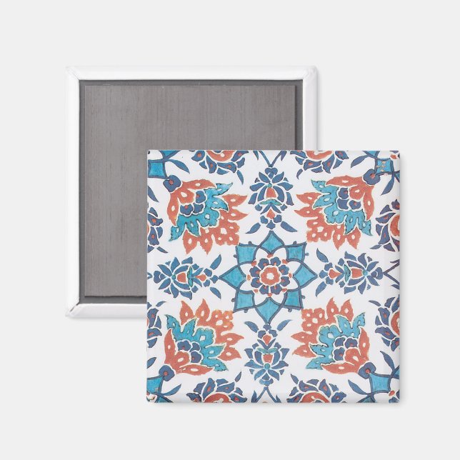 Imán Delft Blue Red Cornflower Tile Art (Anverso/Reverso)
