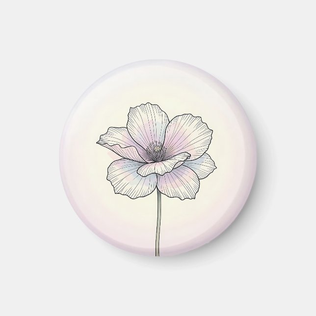 Imán Delicada Flor de Amapola en Pastel (Frente)