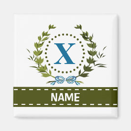 Imán Delicado nombre de corona de hiedra y lazo con mon