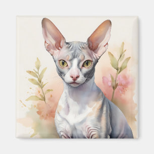 Imán Delicado retrato de color de agua cornish Rex