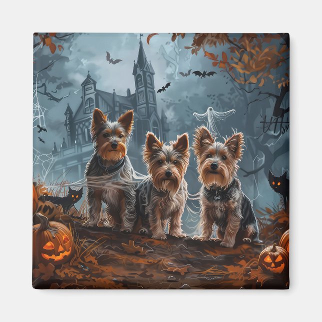 Imán Delicia de Perro de Noche de Halloween de Terrier  (Frente)