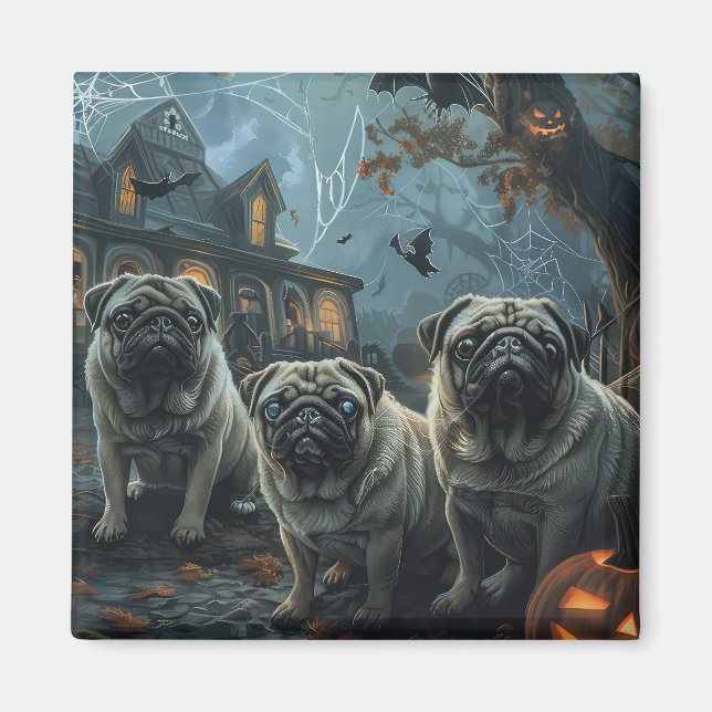 Imán Delicia Perro de Noche de Halloween Pug (Frente)
