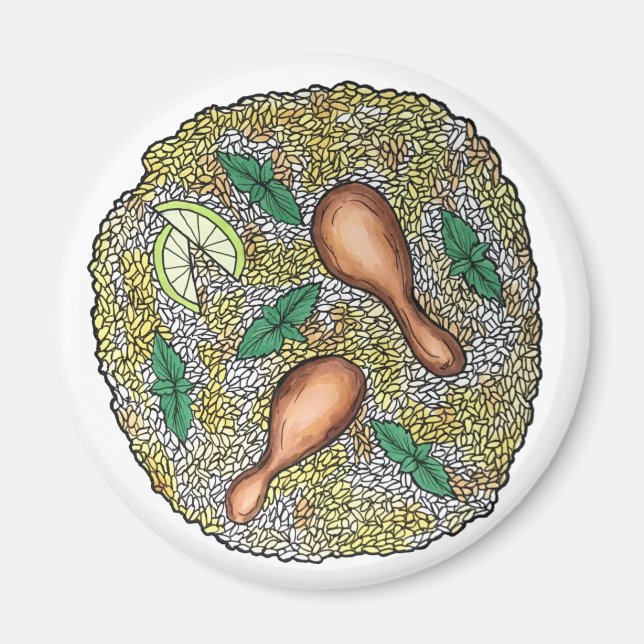 Imán Delicioso pollo Biryani Cocina india (Frente)