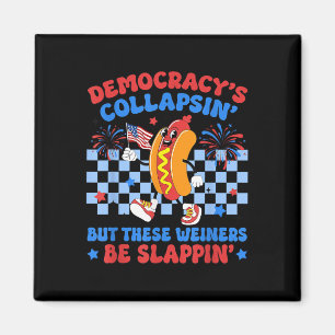 Imán Democracias Divertidas de Hot Dog Colapsando Prote