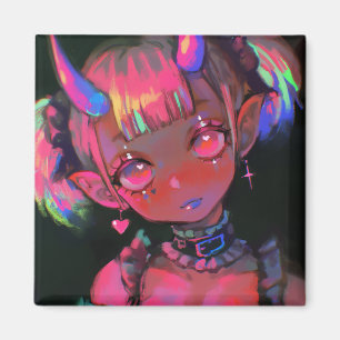 Imán Demonio Kawaii Neon Chica Pastel Goth