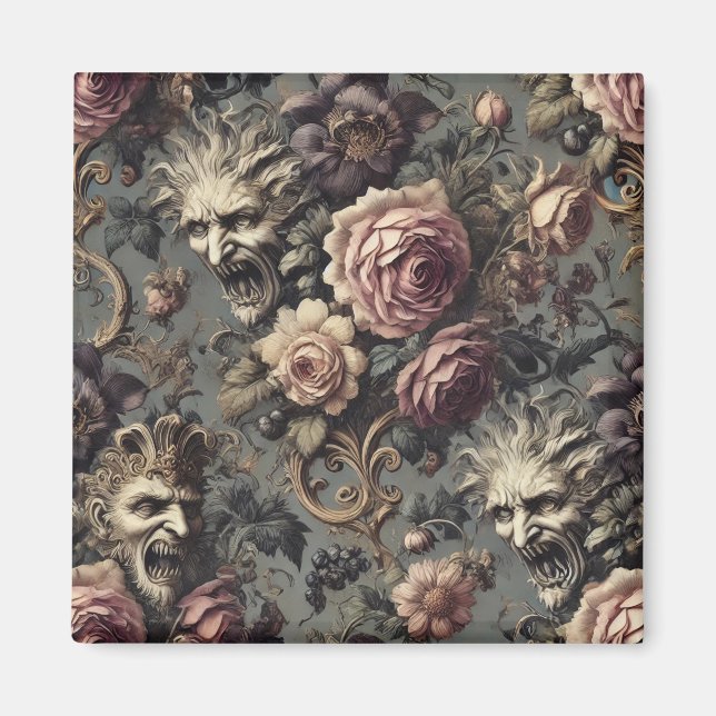 Imán Demonios de lujo - Diseño floral gótico (Frente)