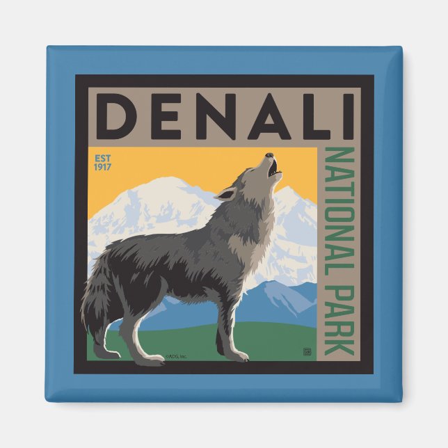 Imán Denali National Park | Howling Wolf (Frente)