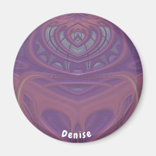 Imán DENISE ~ Diseño fractal gris y rosa de lavanda