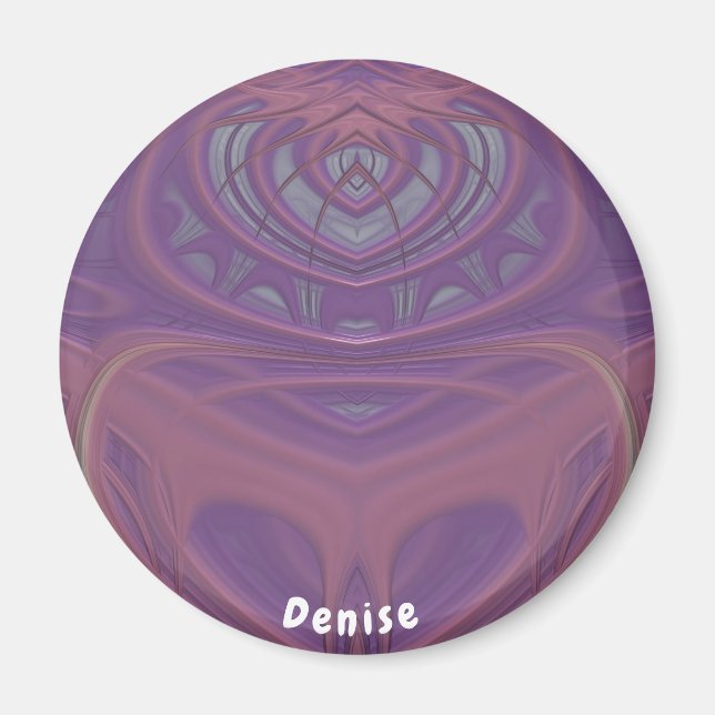 Imán DENISE ~ Diseño fractal gris y rosa de lavanda (Frente)