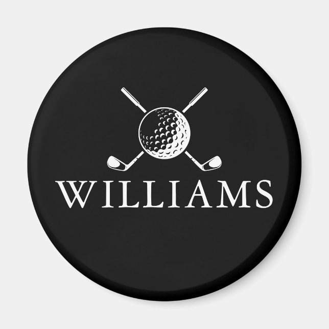 Imán Denominación Personalizada Pelota De Golf Y Clubes (Frente)