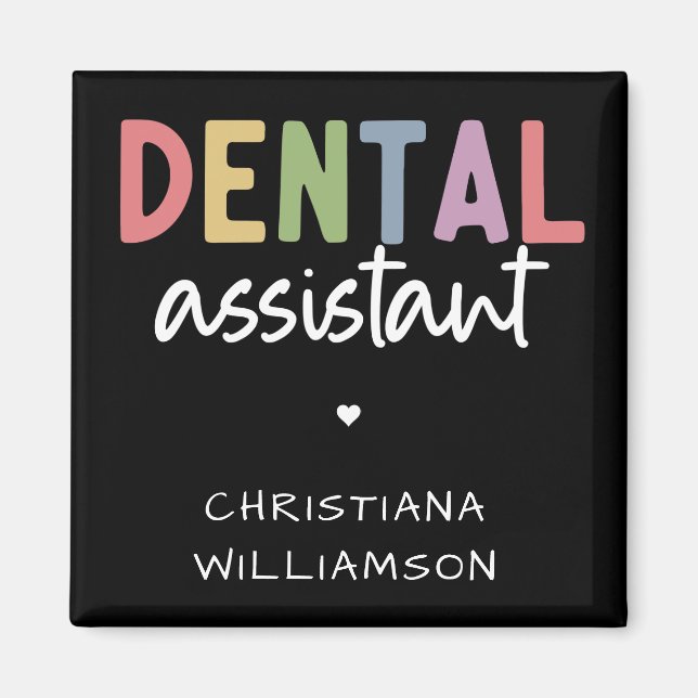 Imán Dental Assistant de nombre personalizado (Frente)