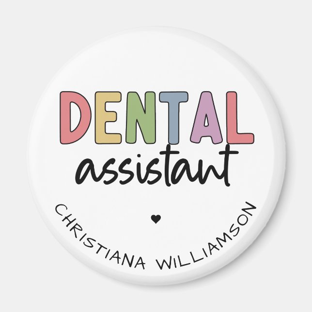 Imán Dental Assistant de nombre personalizado (Frente)