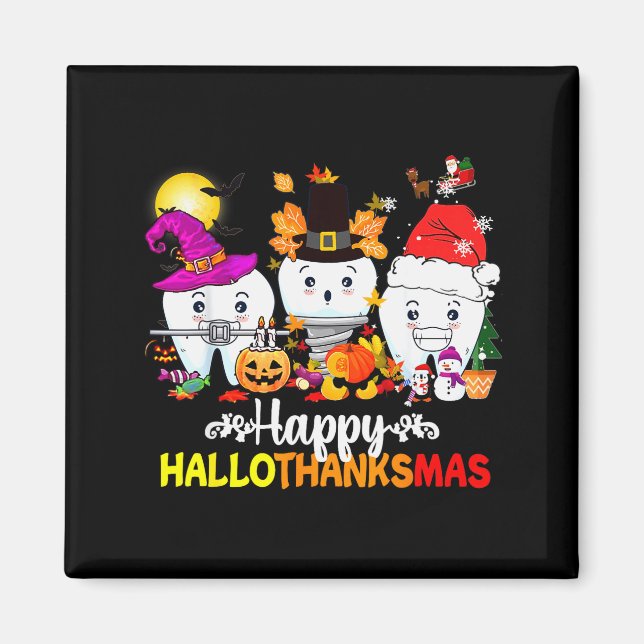Imán Dental Halloween Thanksgiving Christmas Happy Hall (Frente)
