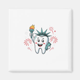 Imán Dental Squad 4 De Julio Dentista Funny Estadounide