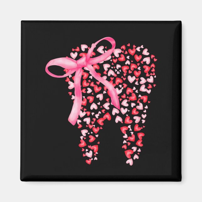 Imán Dental Squad Valentines Cute Heart Teeth Dental Hy (Frente)