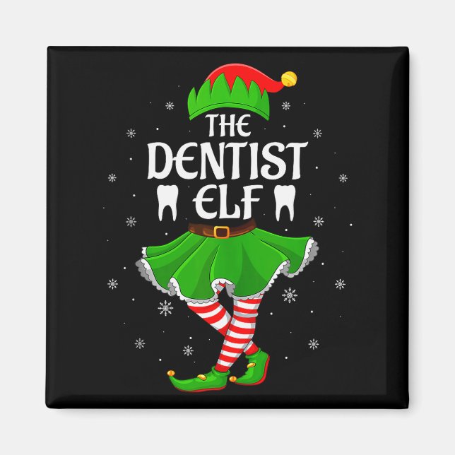 Imán Dentist Elf Christmas Family Girls Women Elf Squad (Frente)
