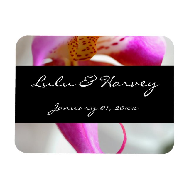 Imán Dentro de un Boda personal de orquídeas blancas (Horizontal)